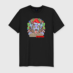 Футболка slim-fit Крампус рождественский монстр, цвет: черный