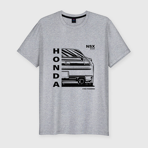 Мужская slim-футболка Honda nsx acura vtec powered / Меланж – фото 1