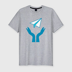 Футболка slim-fit Самолет телеграм, цвет: меланж