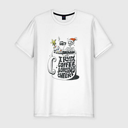 Футболка slim-fit Coffee Christmas Skeleton, цвет: белый