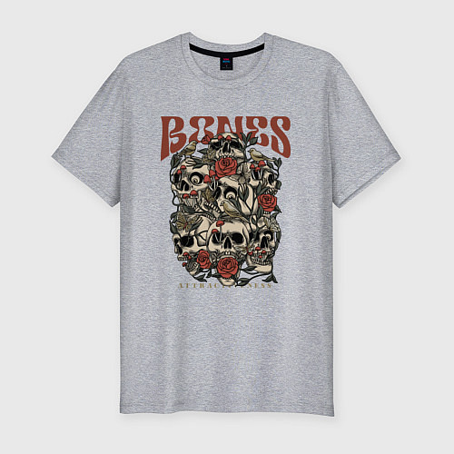 Мужская slim-футболка Привлекательные кости / Меланж – фото 1