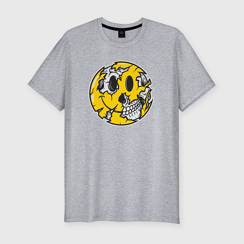 Мужская slim-футболка Smile skull / Меланж – фото 1