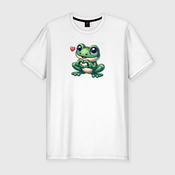 Футболка slim-fit Лягушка и сердце, цвет: белый