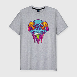 Мужская slim-футболка Череп в грибочках
