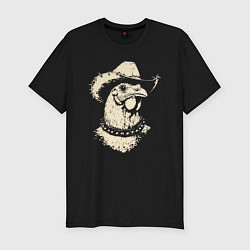 Мужская slim-футболка Курица ковбой