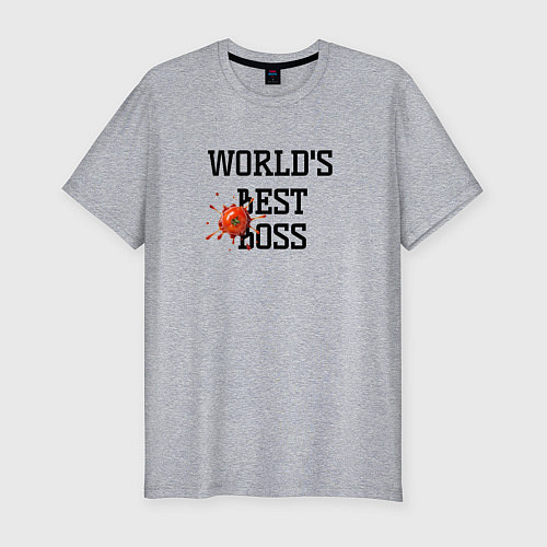Мужская slim-футболка Worlds best boss / Меланж – фото 1