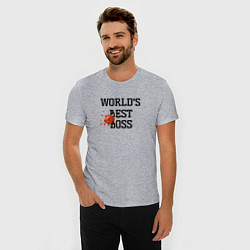 Футболка slim-fit Worlds best boss, цвет: меланж — фото 2