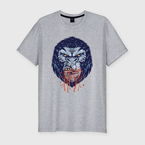 Мужская slim-футболка Кровожадная горилла / Меланж – фото 1