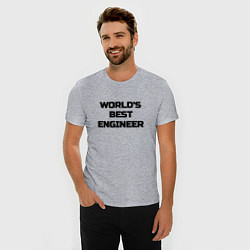 Футболка slim-fit Worlds best engineer, цвет: меланж — фото 2