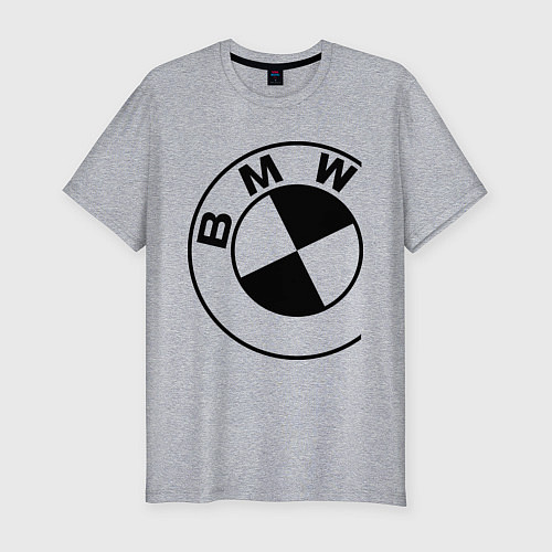 Мужская slim-футболка БМВ значок / Меланж – фото 1