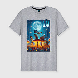 Мужская slim-футболка Musical quartet Neon mushrooms