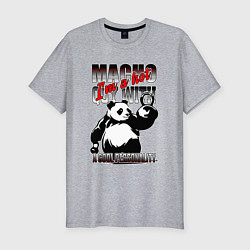 Мужская slim-футболка Панда с гирями