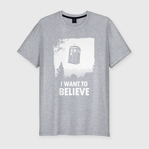 Мужская slim-футболка Tardis believe / Меланж – фото 1