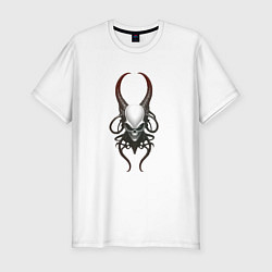 Футболка slim-fit Рогатый череп с щупальцами, цвет: белый