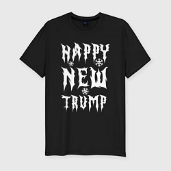 Футболка slim-fit Happy new Trump - motto, цвет: черный