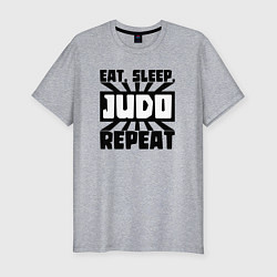 Мужская slim-футболка Есть спать дзюдо
