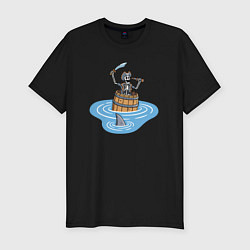 Мужская slim-футболка Пират в бочке