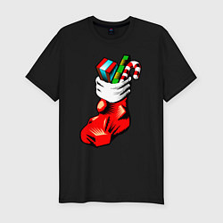 Мужская slim-футболка Рождественский чулок