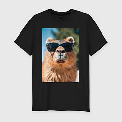 Мужская slim-футболка Модная капибара в очках