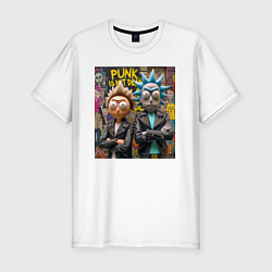 Мужская slim-футболка Rick an Morty - punk is not dead