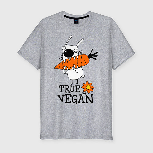 Мужская slim-футболка True vegan (истинный веган) / Меланж – фото 1
