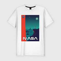 Футболка slim-fit NASA плакат в космосе, цвет: белый