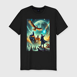 Футболка slim-fit Harry Potter and owl - Hogwarts, цвет: черный