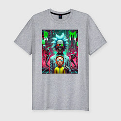 Футболка slim-fit Rick and Morty - horror fantasy, цвет: меланж