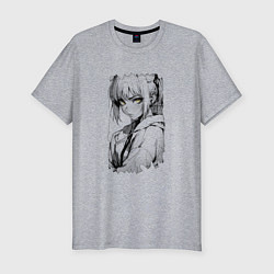 Мужская slim-футболка Девушка с блекло-желтыми глазами