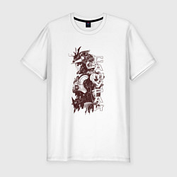 Футболка slim-fit Кибернетический самурай, цвет: белый
