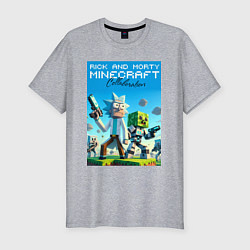 Футболка slim-fit Rick and Morty Minecraft - collaboration, цвет: меланж