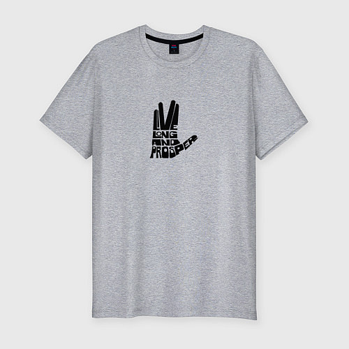 Мужская slim-футболка Живи долго и процветай / Меланж – фото 1
