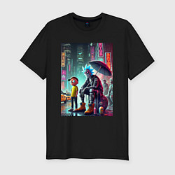 Футболка slim-fit Rick and Morty are homeless people from New York, цвет: черный