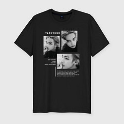 Футболка slim-fit Taehyung bts black-white, цвет: черный