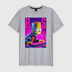 Мужская slim-футболка Bart Simpson - cyber gamer