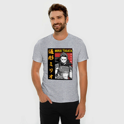 Мужская slim-футболка Моя геройская академия Mirio Togata / Меланж – фото 3