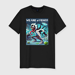 Футболка slim-fit Rick and Venom - ai art fantasy, цвет: черный