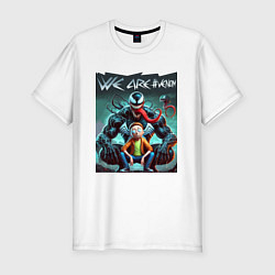 Мужская slim-футболка Веном присматривается к Морти - нейроарт фантазия