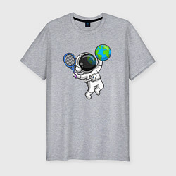 Мужская slim-футболка Космический теннис
