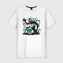 Футболка slim-fit Morty and Rick-Venom - ai art fantasy, цвет: белый