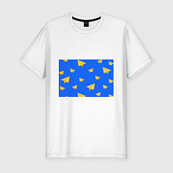 Футболка slim-fit Желтый самолетик, цвет: белый