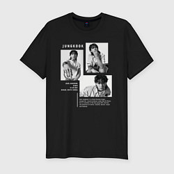 Футболка slim-fit Jungkook bts black-white, цвет: черный