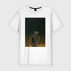 Футболка slim-fit Dark souls рыцарь, цвет: белый