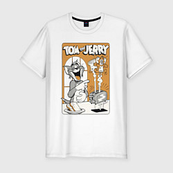 Мужская slim-футболка Том и Джерри - тосты