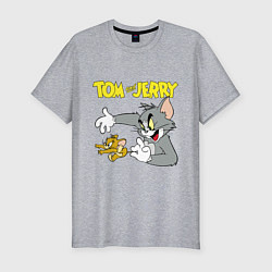 Футболка slim-fit Том и Джерри - кот и мышь, цвет: меланж