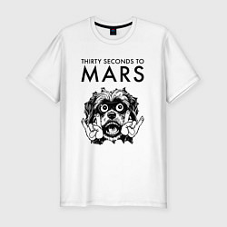 Футболка slim-fit Thirty Seconds to Mars - rock dog, цвет: белый