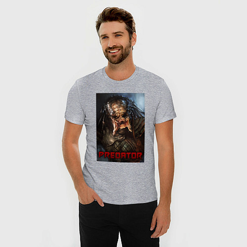 Мужская slim-футболка Predator movie / Меланж – фото 3