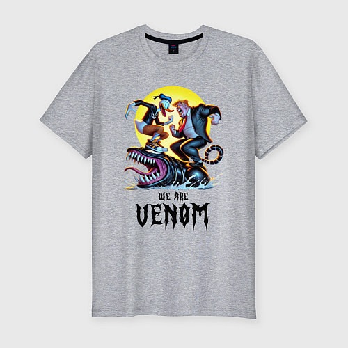 Мужская slim-футболка Два Дональда на Веноме - мем / Меланж – фото 1