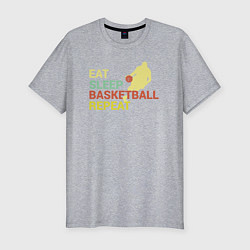 Мужская slim-футболка Еда сон баскетбол