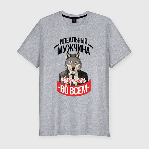 Мужская slim-футболка Идеальный мужчина идеален во всем / Меланж – фото 1